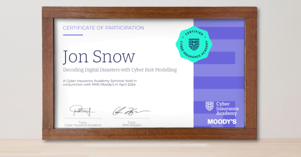 Earn a certificate of completion in our cyber risk modelling seminar
